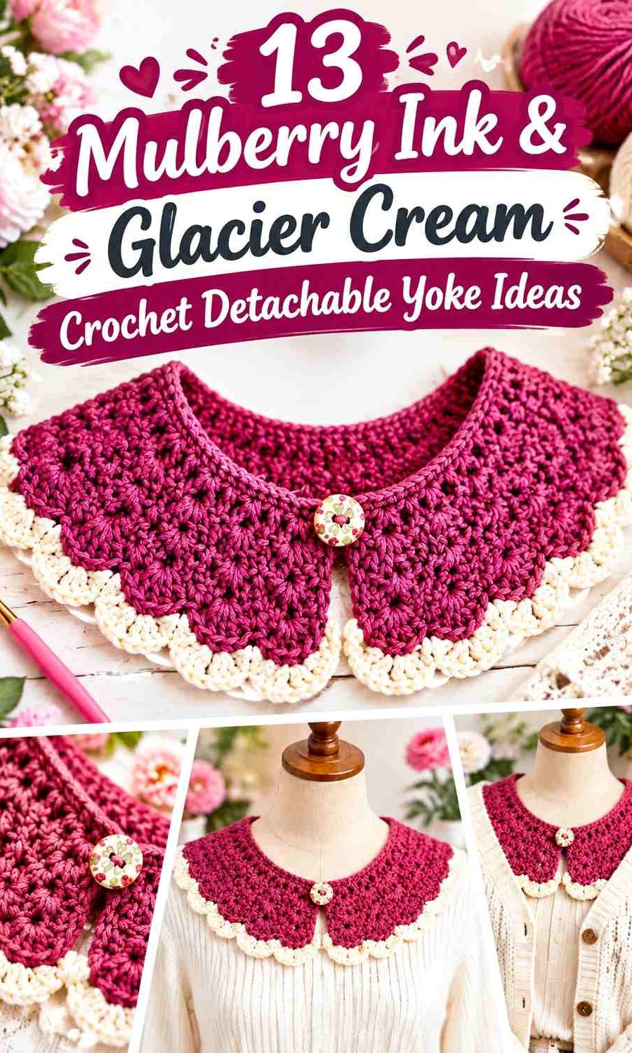 Mulberry Ink & Glacier Cream Crochet Detachable Yoke Ideas