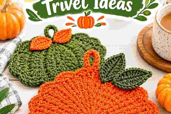 13 Persimmon & Olive Crochet Pumpkin Trivet Ideas