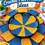 13 Saffron & Slate Blue Crochet Pan Protector Ideas