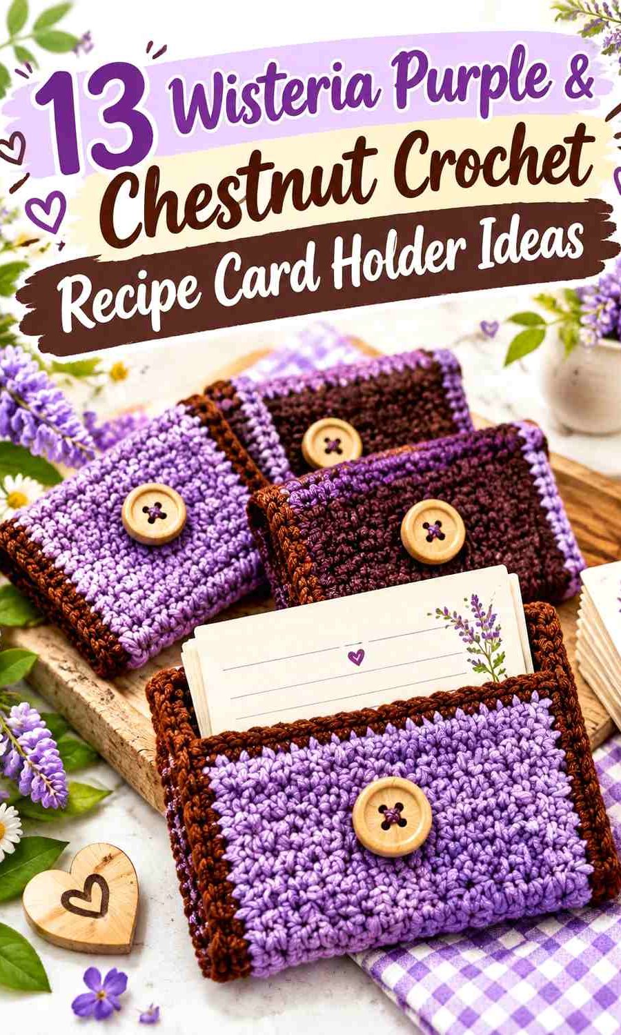 Wisteria Purple & Chestnut Crochet Recipe Card Holder Ideas