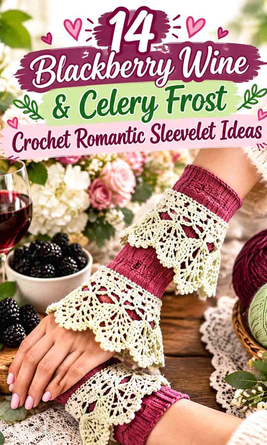 Blackberry Wine & Celery Frost Crochet Romantic Sleevelet Ideas