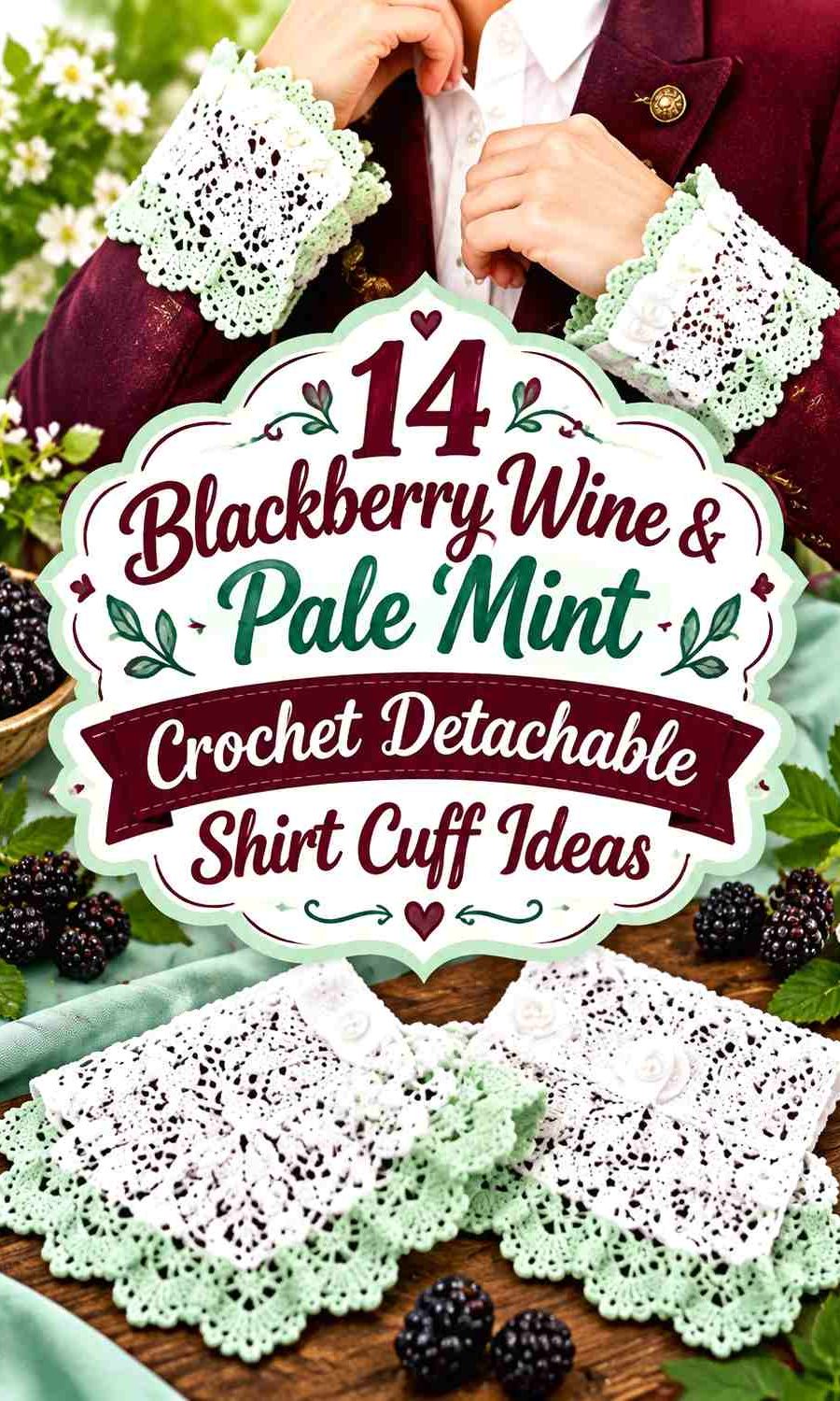 Blackberry Wine & Pale Mint Crochet Detachable Shirt Cuff Ideas
