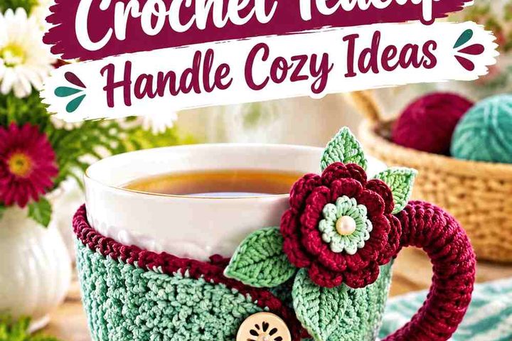 14 Celadon & Merlot Crochet Teacup Handle Cozy Ideas