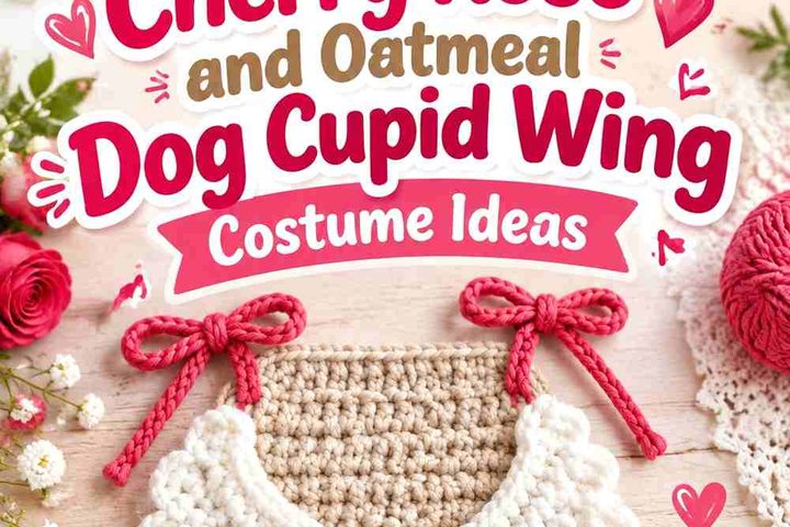Crochet Cherry Rose and Oatmeal Dog Cupid Wing Costume Ideas