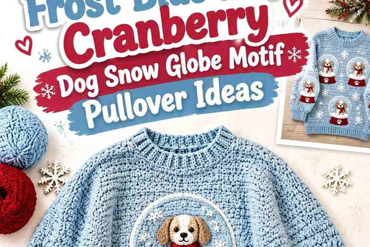 Crochet Frost Blue and Cranberry Dog Snow Globe Motif Pullover Ideas