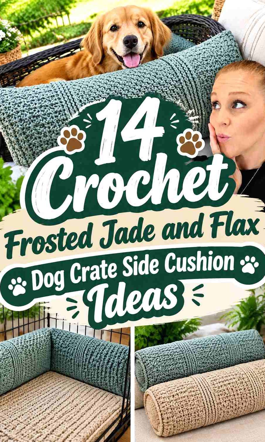 Crochet Frosted Jade and Flax Dog Crate Side Cushion Ideas