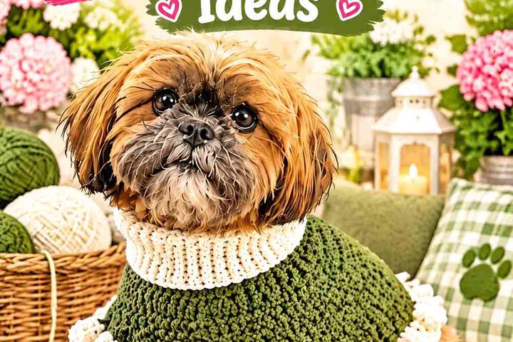 Crochet Olive Green and Cream Dog Turtleneck Poncho Ideas