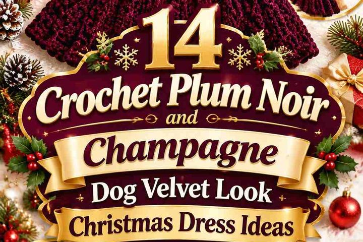 Crochet Plum Noir & Champagne Dog Velvet-Look Christmas Dress Ideas