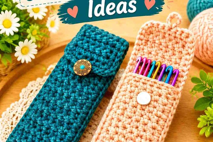 Deep Teal & Peach Cream Crochet Hairpin Holder Ideas
