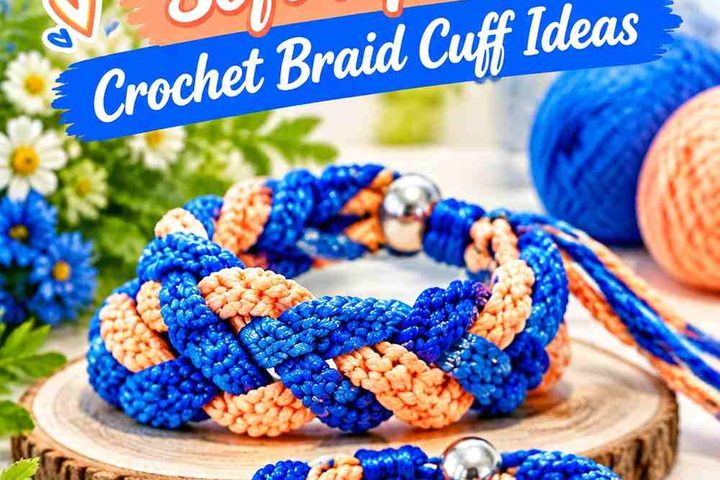 Electric Blue & Soft Apricot Crochet Braid Cuff Ideas