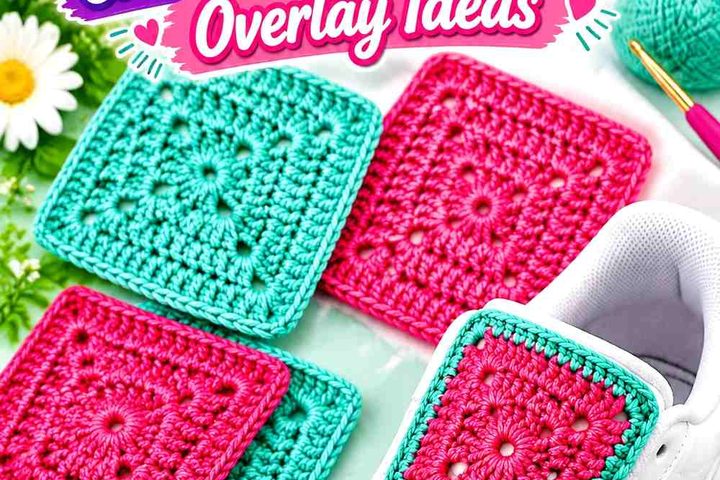 Garnet Rose & Butter Mint Crochet Sneaker Tongue Overlay Ideas