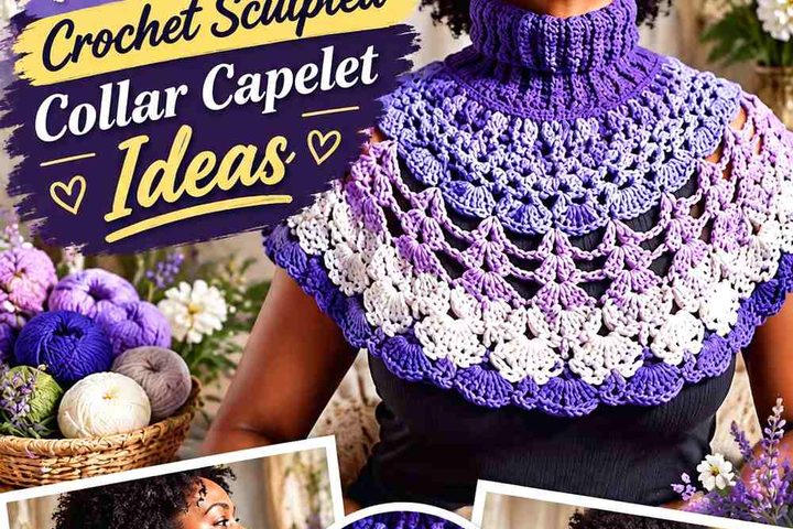 Indigo Violet & Pear Milk Crochet Sculpted Collar Capelet Ideas