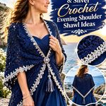 Midnight Navy & Silver Crochet Evening Shoulder Shawl Ideas