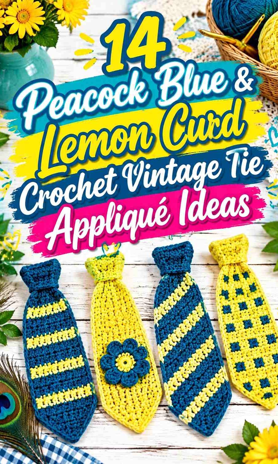 Peacock Blue & Lemon Curd Crochet Vintage Tie Appliqué Ideas