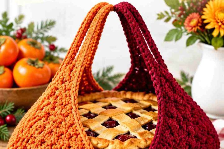 14 Persimmon & Cranberry Crochet Pie Carrier Ideas