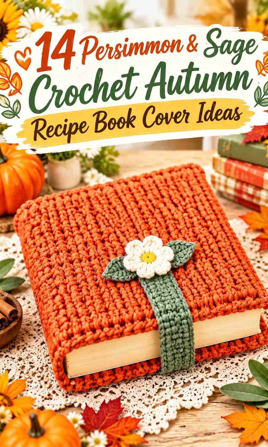 14 Persimmon & Sage Crochet Autumn Recipe Book Cover Ideas