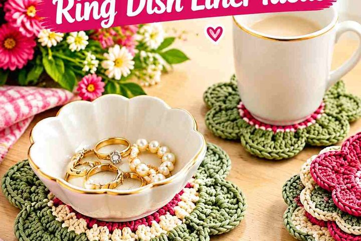 Pomegranate Pink & Sage Cream Crochet Ring Dish Liner Ideas