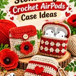 14 Poppy Red & Stone Beige Crochet AirPods Case Ideas