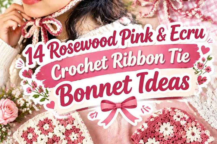 Rosewood Pink & Ecru Crochet Ribbon Tie Bonnet Ideas