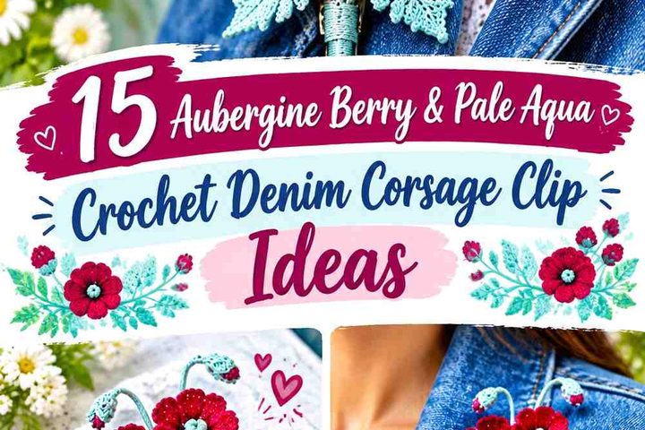 Aubergine Berry & Pale Aqua Crochet Denim Corsage Clip Ideas