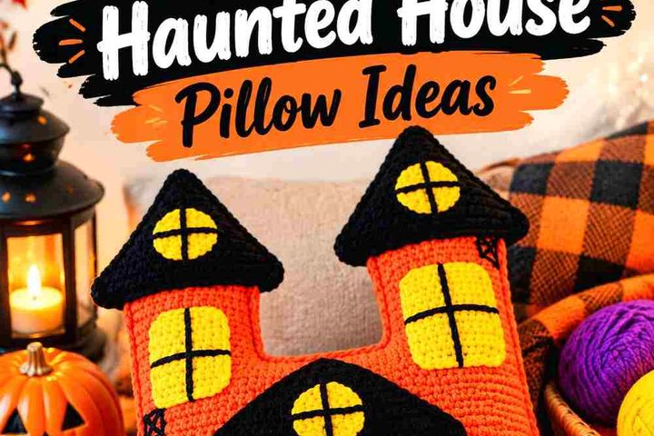 15 Blood Orange Crochet Haunted House Pillow Ideas