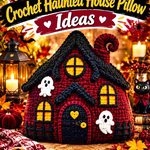 15 Burgundy & Black Cherry Crochet Haunted House Pillow Ideas