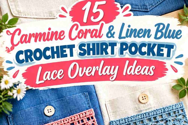 Carmine Coral & Linen Blue Crochet Shirt Pocket Lace Overlay Ideas