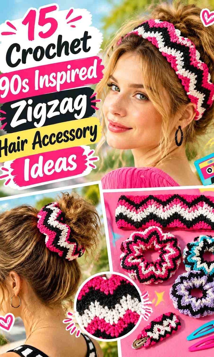Crochet 90s Inspired Zigzag Hair Accessory Ideas