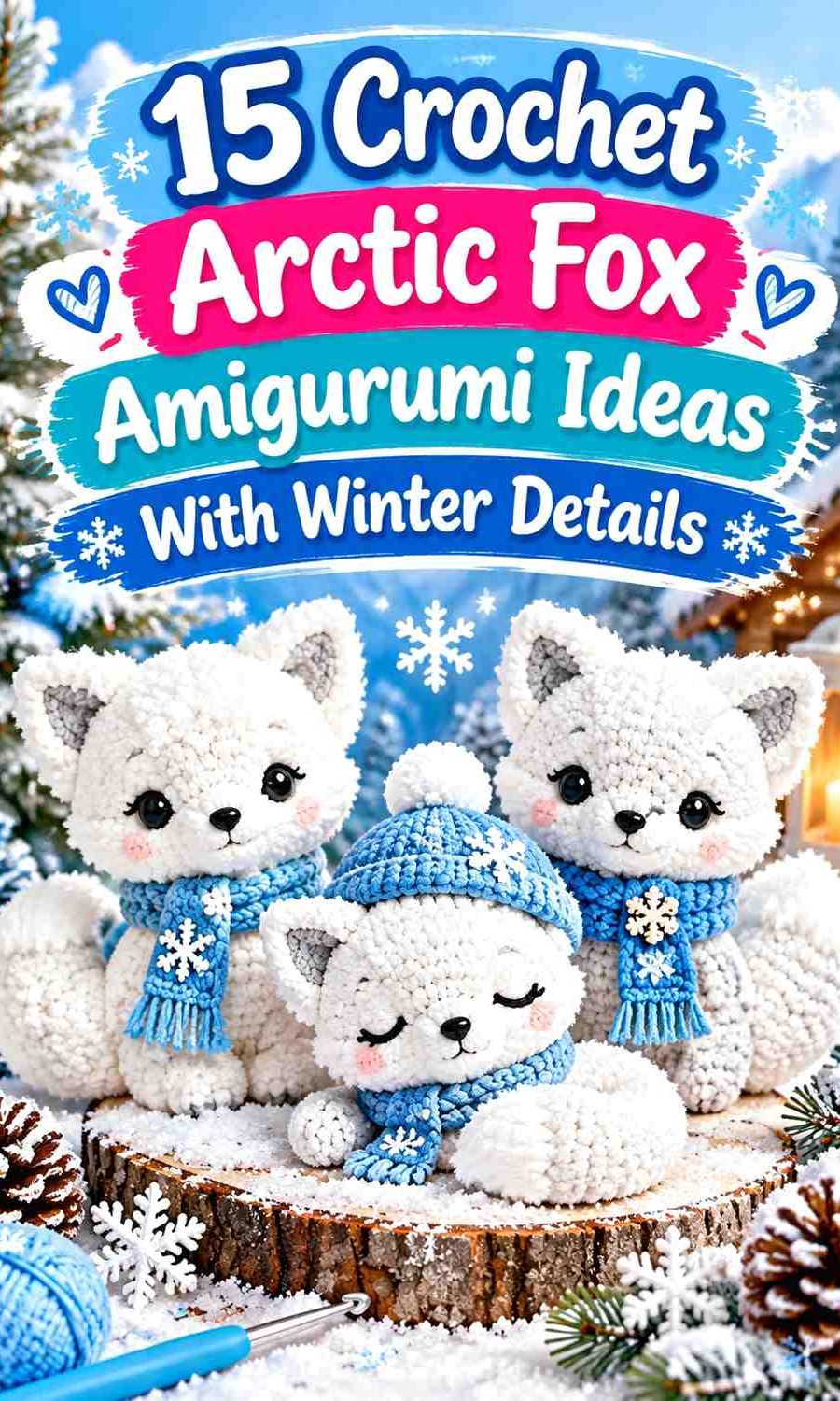 Crochet Arctic Fox Amigurumi Ideas With Winter Details and Icy Color Schemes