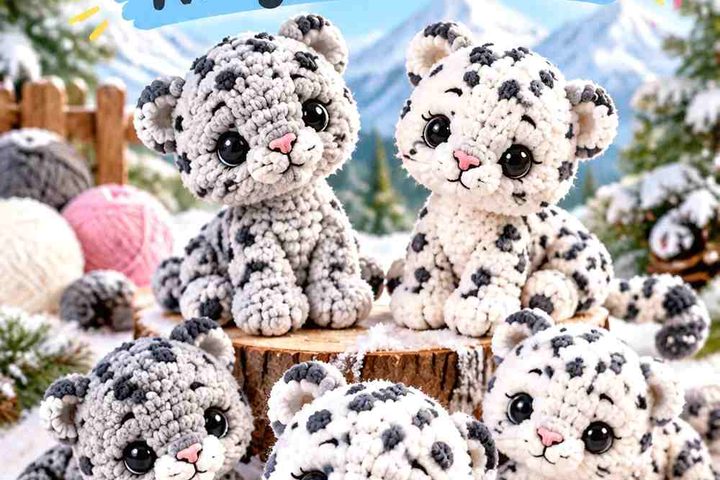 Crochet Baby Snow Leopard Amigurumi Ideas With Soft Spotted Color Schemes