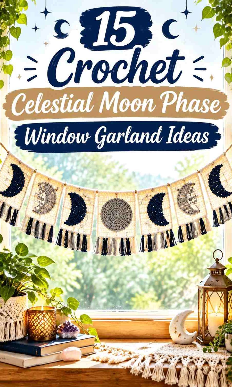 Crochet Celestial Moon Phase Window Garland Ideas
