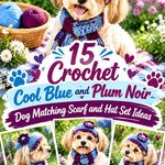 Crochet Cool Blue and Plum Noir Dog Matching Scarf and Hat Set Ideas
