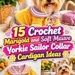Crochet Marigold and Soft Mauve Yorkie Sailor Collar Cardigan Ideas