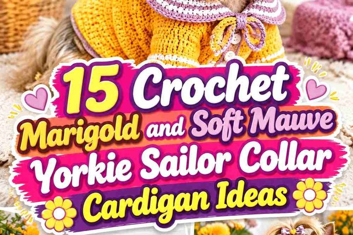 Crochet Marigold and Soft Mauve Yorkie Sailor Collar Cardigan Ideas