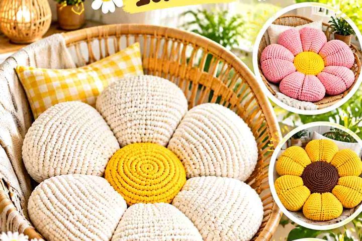 Crochet Oversized Flower Chair Cushion Ideas With Creative Color Schemes