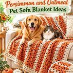 Crochet Persimmon and Oatmeal Pet Sofa Blanket Ideas