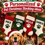 Crochet Personalized Pet Christmas Stocking Ideas in Festive Colors
