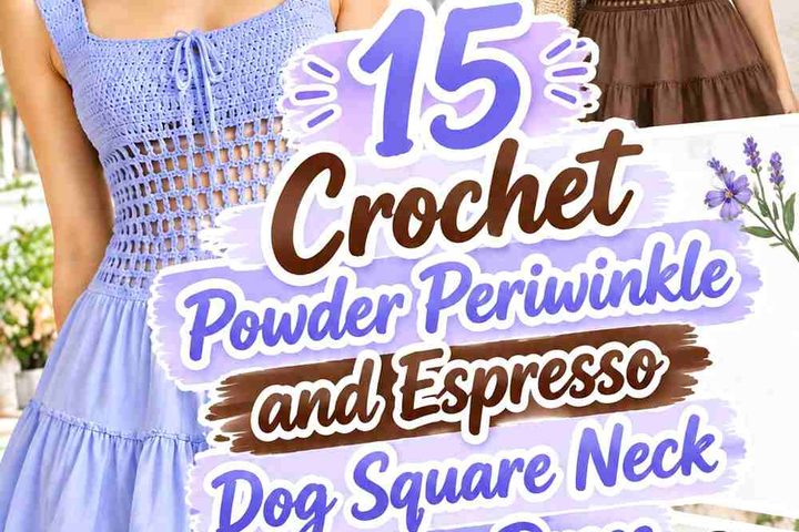 Crochet Powder Periwinkle and Espresso Dog Square Neck Sweater Dress Ideas