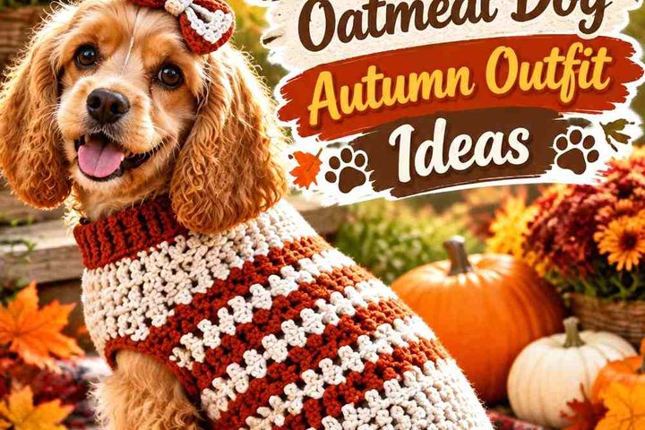 Crochet Rust Orange and Oatmeal Dog Autumn Outfit Ideas