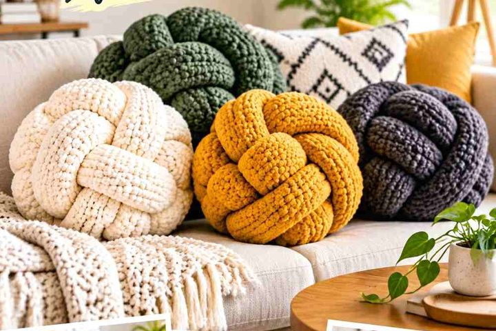 Crochet Sculptural Knot Pillow Color Ideas for Modern Living Rooms