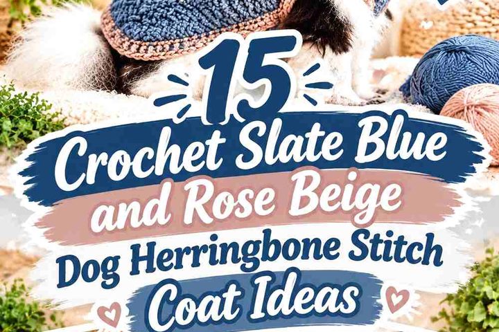Crochet Slate Blue and Rose Beige Dog Herringbone Stitch Coat Ideas