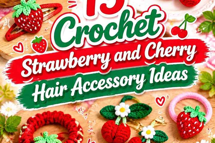 Crochet Strawberry and Cherry Hair Accessory Ideas