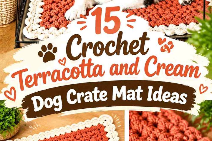 Crochet Terracotta and Cream Dog Crate Mat Ideas