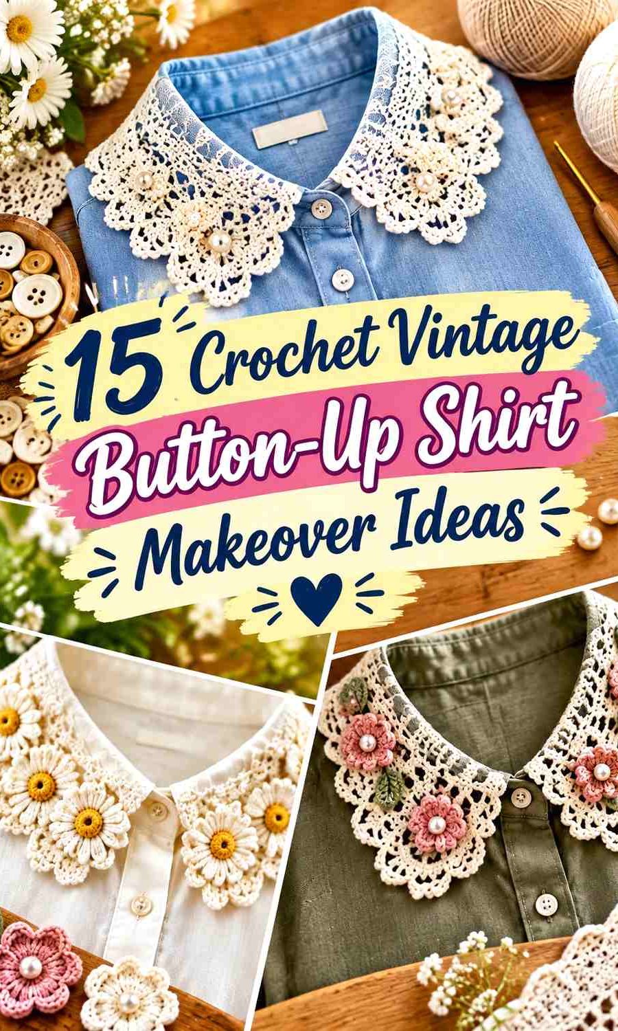 Crochet Vintage Button-Up Shirt Makeover Ideas