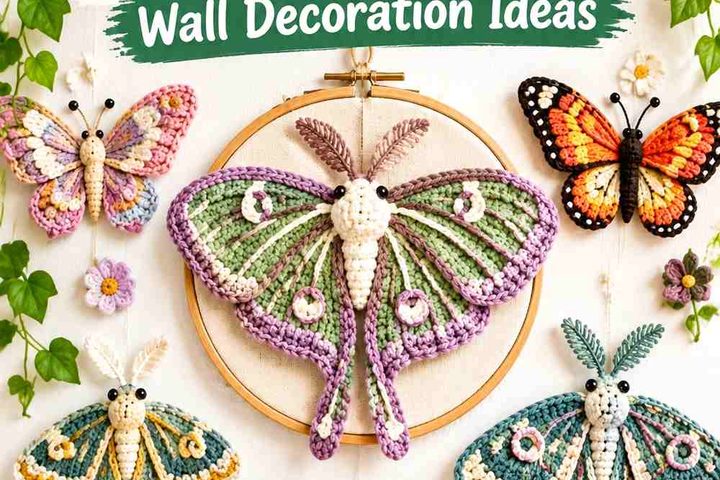 Crochet Whimsical Moth and Butterfly Wall Decoration Ideas