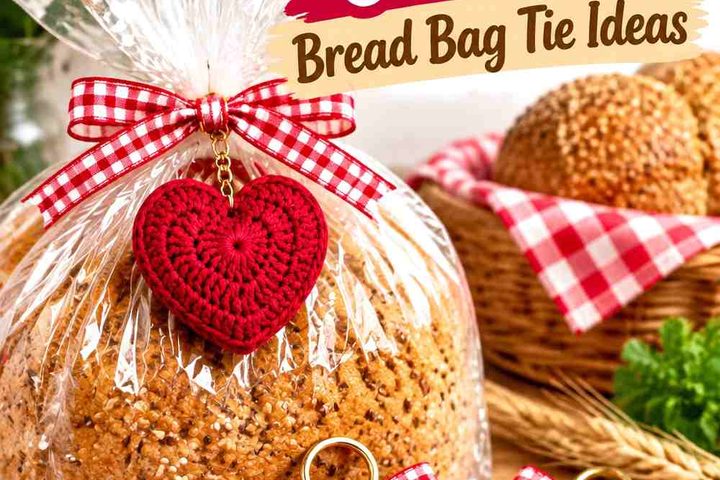Damask Red & Pecan Crochet Bread Bag Tie Ideas