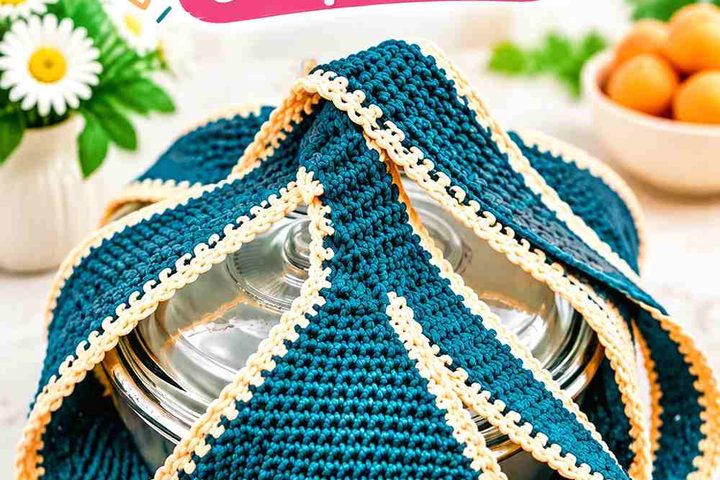 Delft Teal & Apricot Cream Crochet Casserole Carrier Strap Ideas