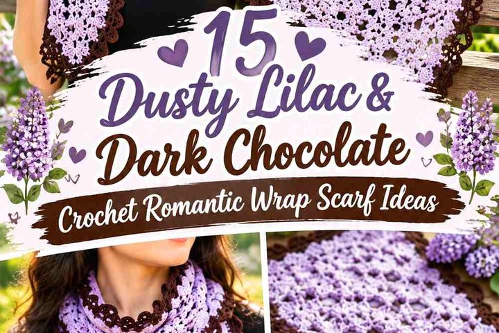 Dusty Lilac & Dark Chocolate Crochet Romantic Wrap Scarf Ideas
