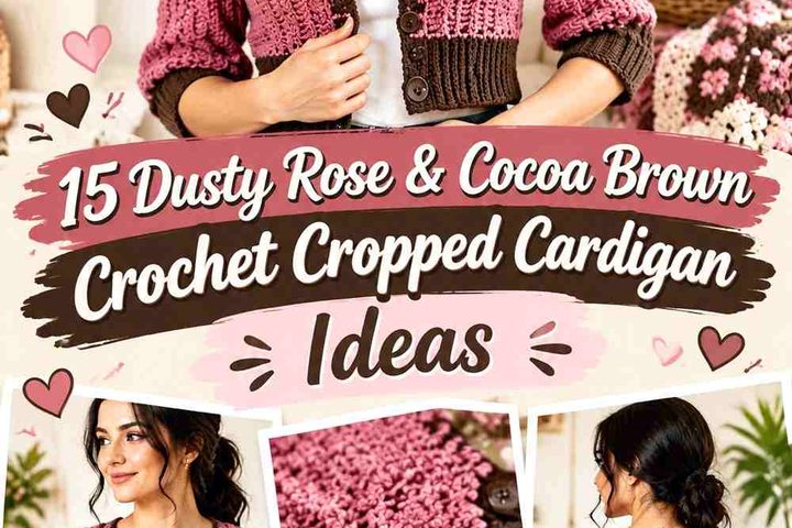 Dusty Rose & Cocoa Brown Crochet Cropped Cardigan Ideas