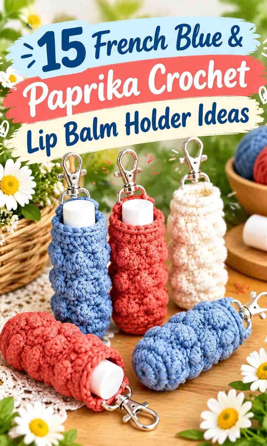 French Blue & Paprika Crochet Lip Balm Holder Ideas